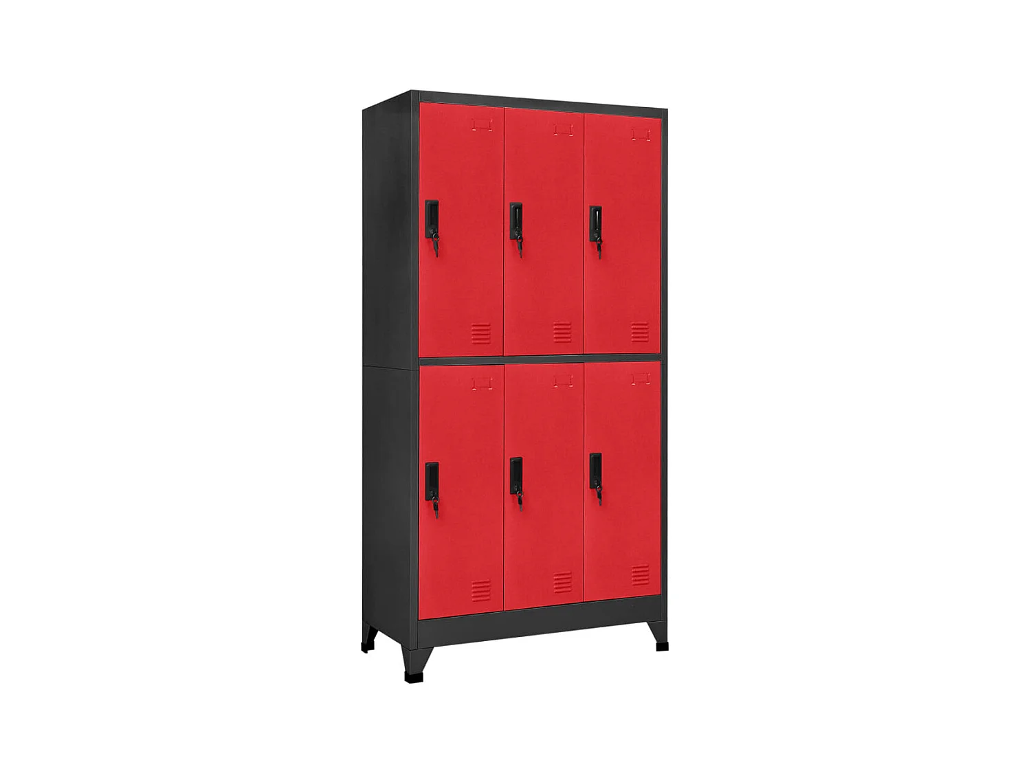 Armoire à casiers Anthracite et rouge 90x45x180 cm Acier FR28163