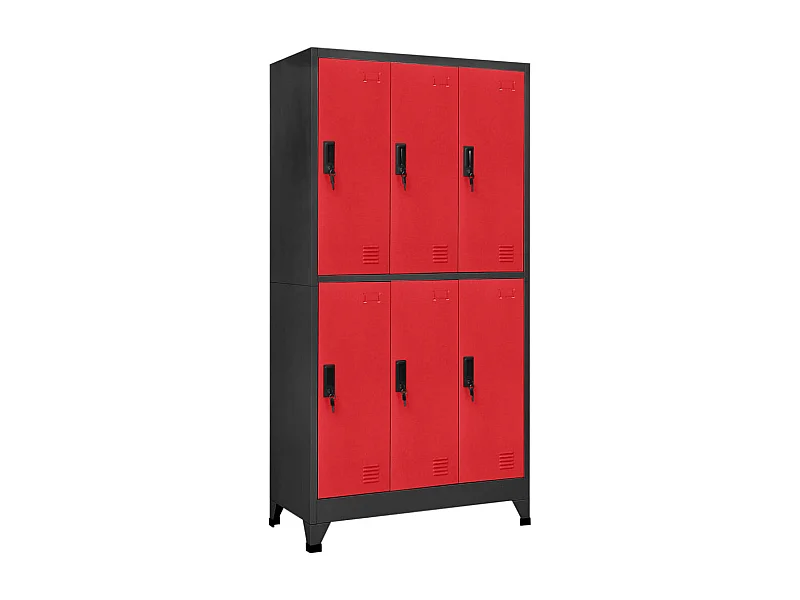 Armoire à casiers Anthracite et rouge 90x45x180 cm Acier FR28163