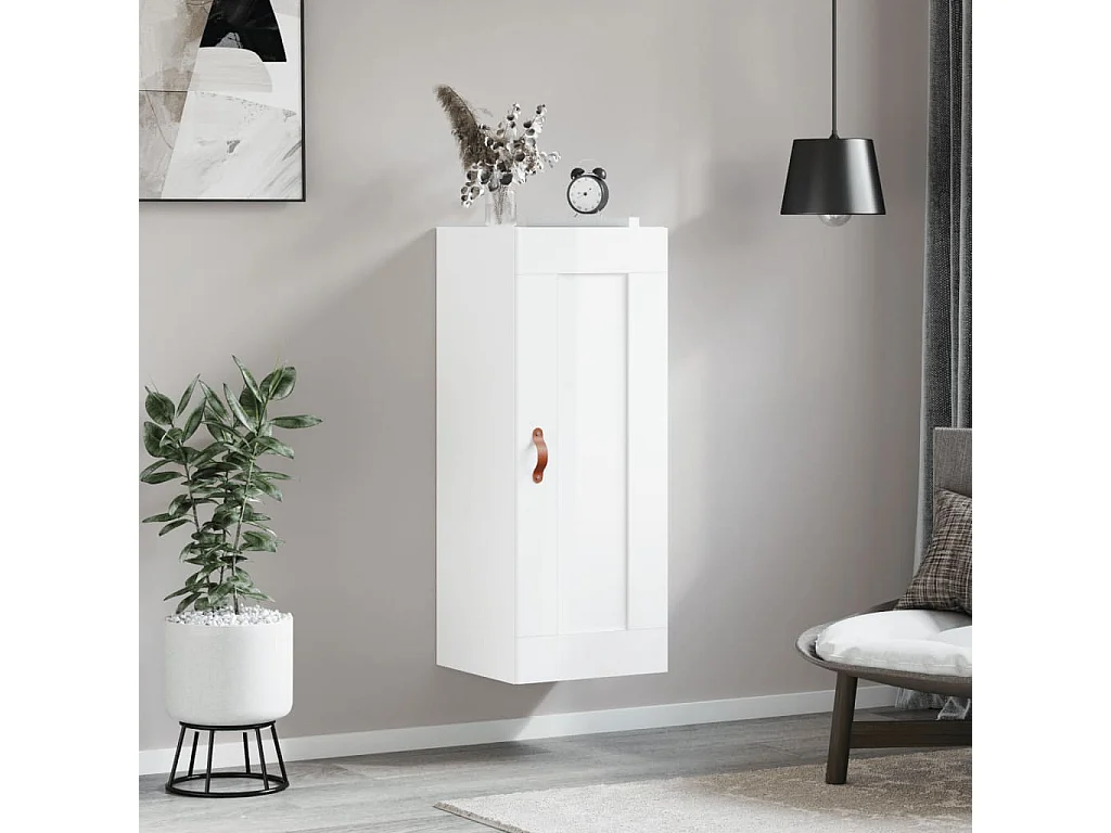 Armoire murale blanc brillant 34,5x34x90 cm bois d'ingénierie FR25979