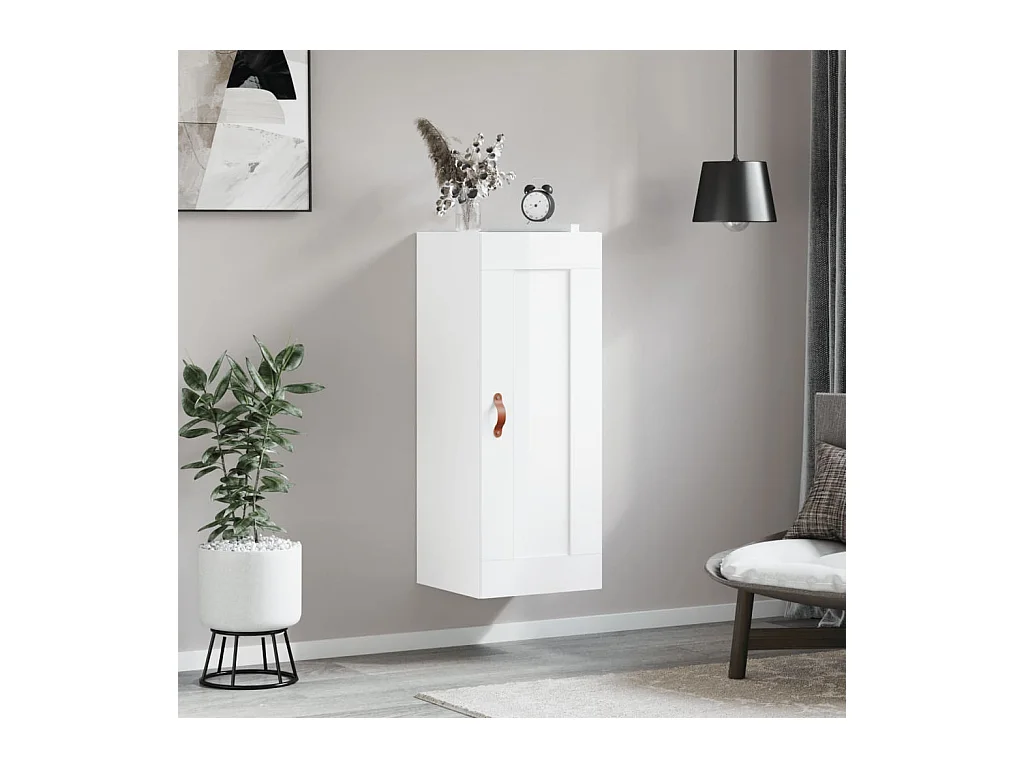 Armoire murale blanc brillant 34,5x34x90 cm bois d'ingénierie FR25979