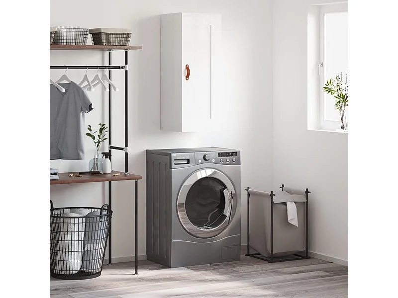 Wandkast 34,5x34x90 cm bewerkt hout hoogglans wit BE333585