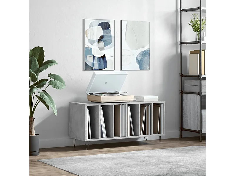 Armoire à disques gris béton 100x38x48 cm bois d'ingénierie FR84977