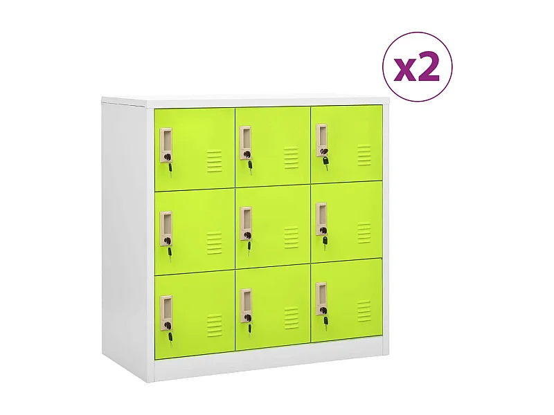 Lockerkasten 2 st 90x45x92,5 cm staal lichtgrijs en groen BE845520