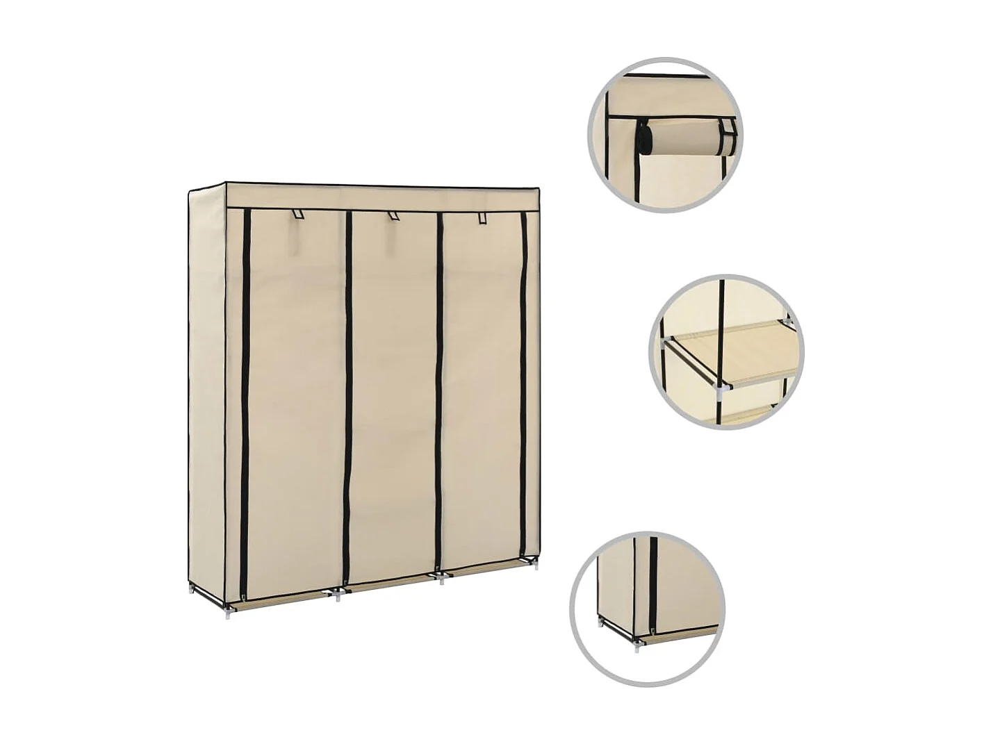 Armoire avec compartiments et barres Crème 150x45x175 cm Tissu FR64384