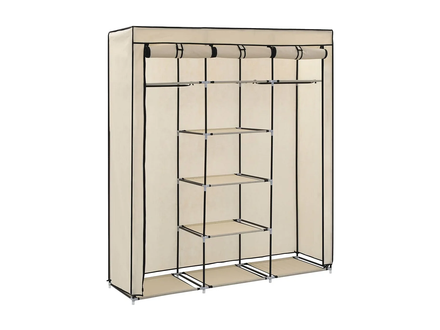Armoire avec compartiments et barres Crème 150x45x175 cm Tissu FR64384