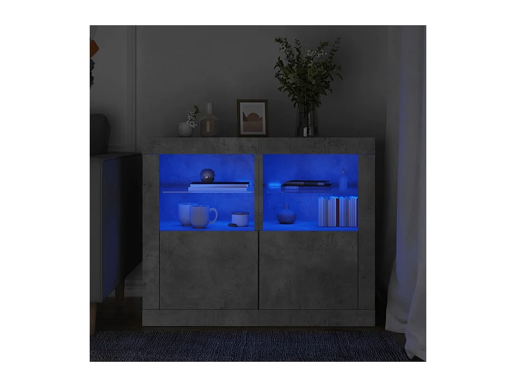 Armoires latérales et lumières LED 2 pcs gris béton FR61253