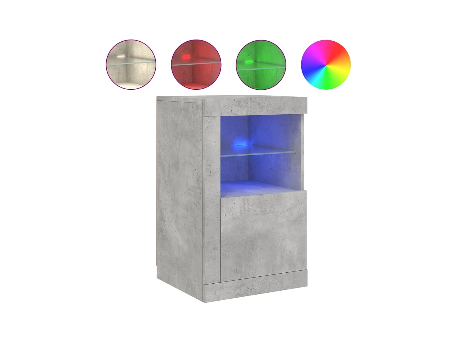 Mesita de noche luces LED 2 uds madera ingeniería gris hormigón ES683056