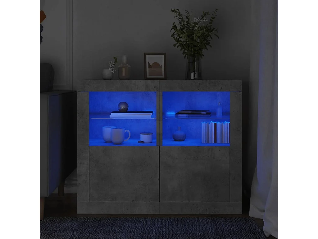 Armoires latérales et lumières LED 2 pcs gris béton FR61253