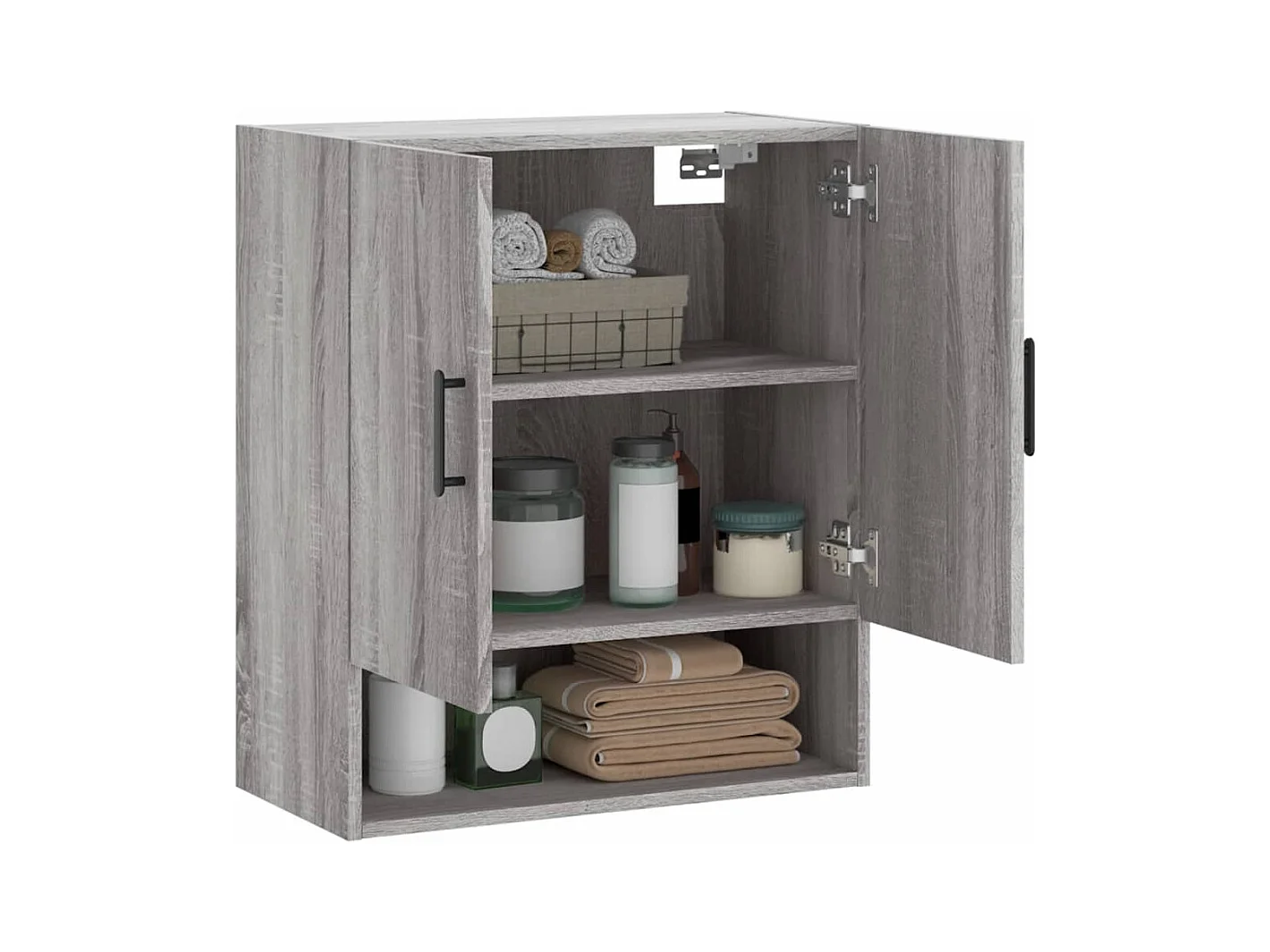 Wandkast 60x31x70 cm bewerkt hout grijs sonoma eikenkleurig BE670954