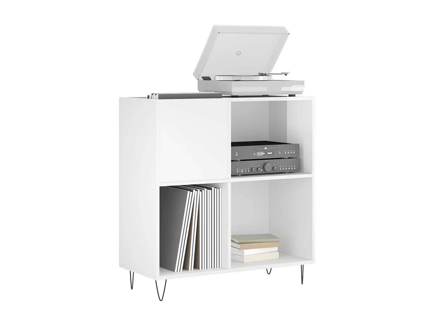 Armoire à disques blanc brillant 84,5x38x89cm bois d'ingénierie FR41751