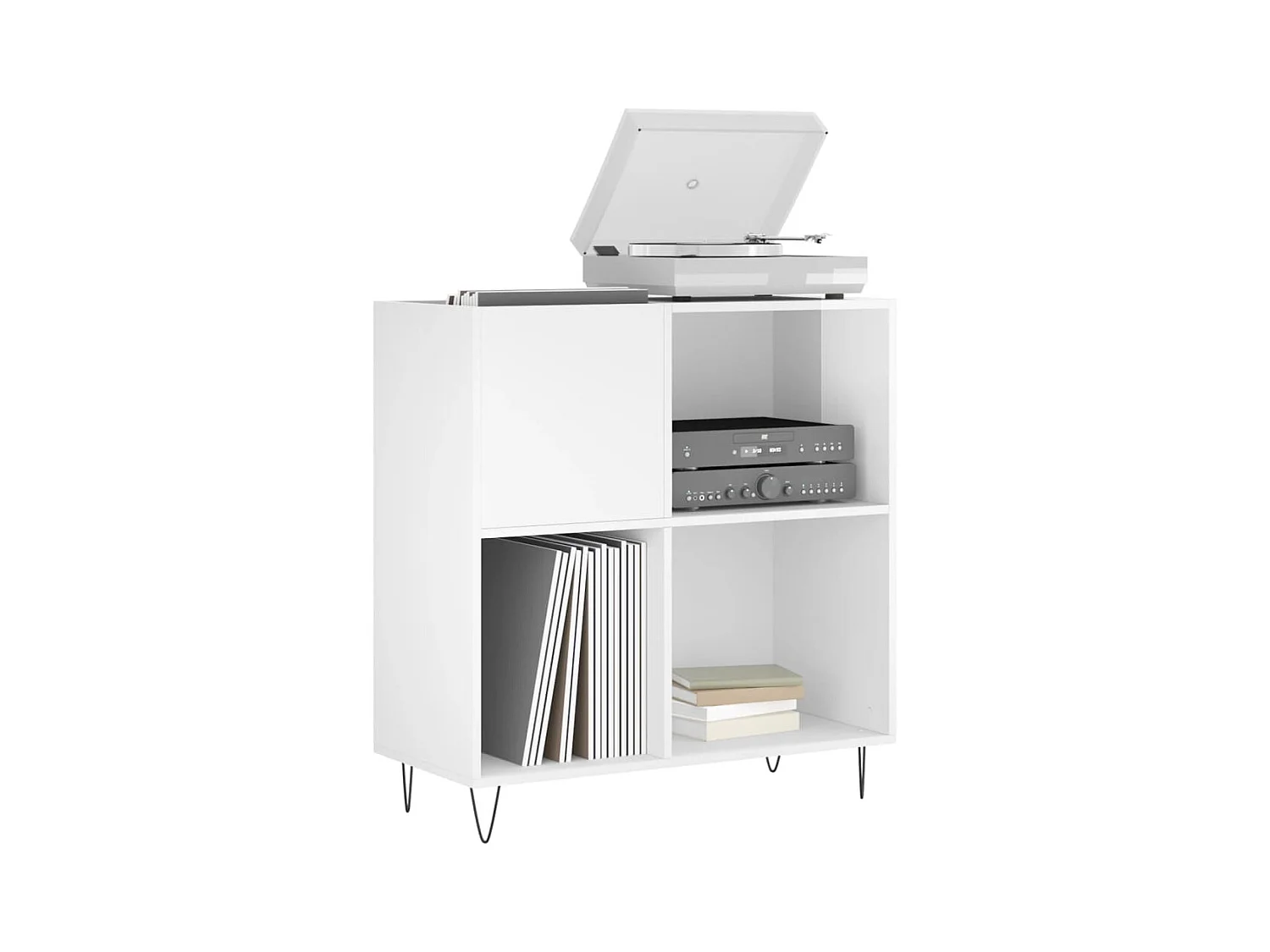 Armoire à disques blanc brillant 84,5x38x89cm bois d'ingénierie FR41751