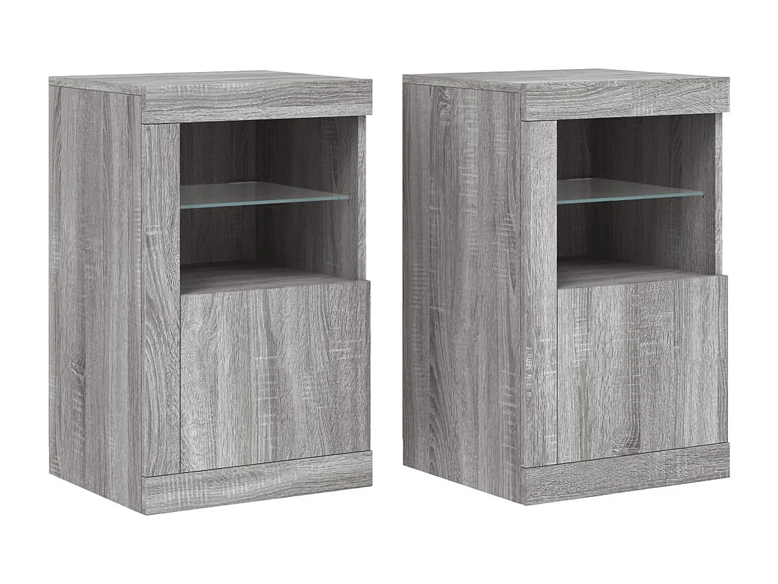 Armoires latérales et lumières LED 2 pcs sonoma gris FR42518
