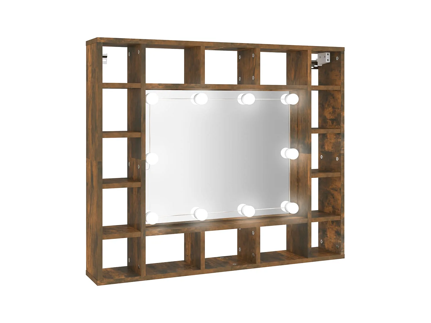 Mueble con espejo y LED color roble ahumado 91x15x76,5 cm ES526650