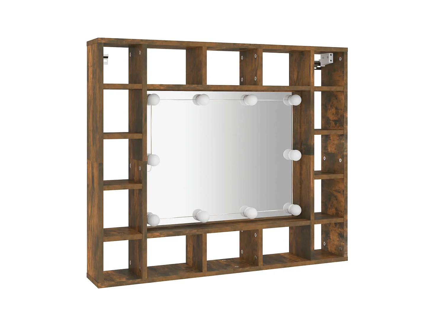 Mueble con espejo y LED color roble ahumado 91x15x76,5 cm ES526650