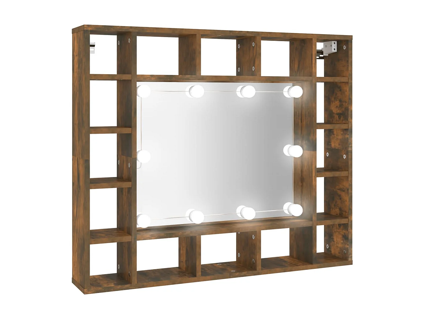 Armoire à miroir avec LED Chêne fumé 91x15x76,5 cm FR54601