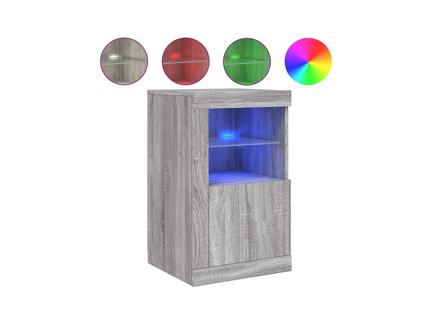 Armoire latérale et lumières LED sonoma gris bois d'ingénierie FR20982