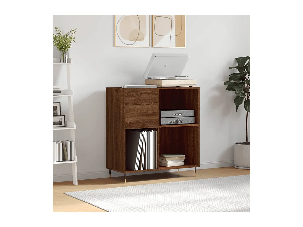 Armoire à disques chêne marron 84,5x38x89 cm bois d'ingénierie FR33526
