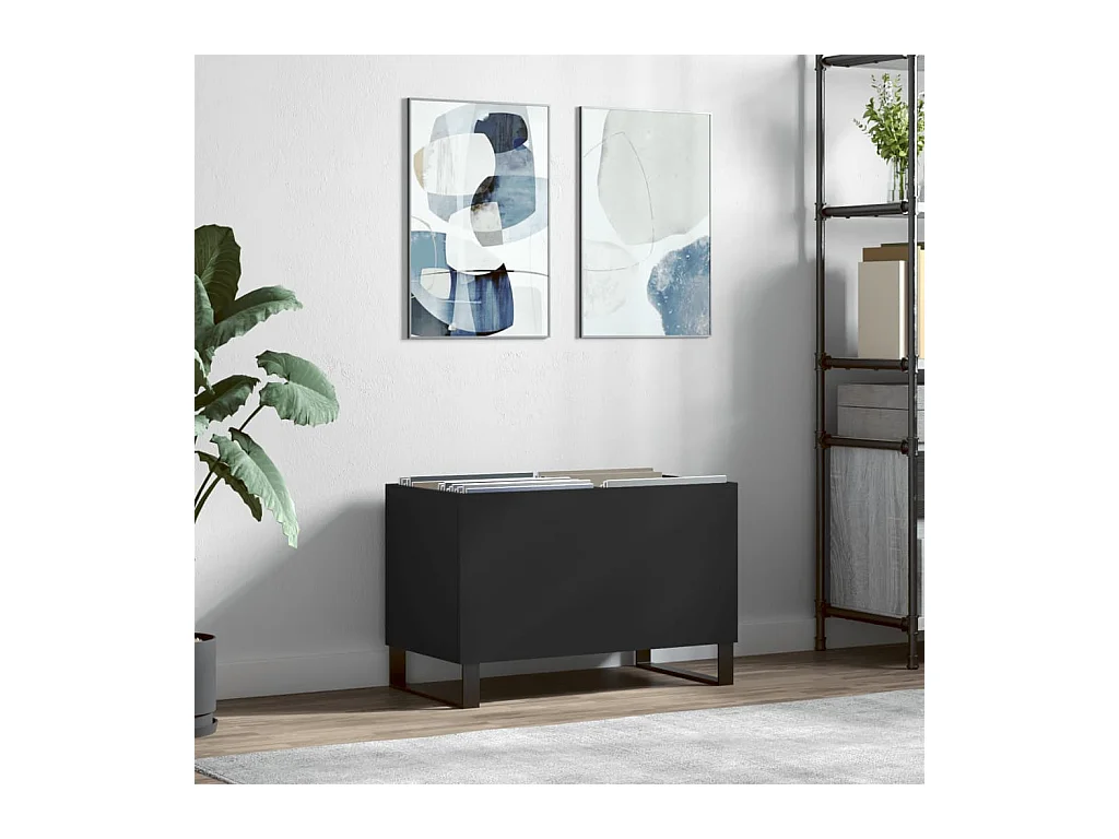 Armoire à disques noir 74,5x38x48 cm bois d'ingénierie FR51119