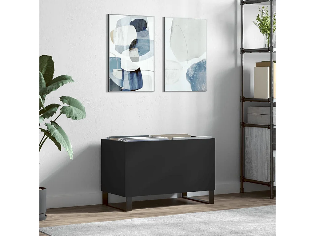 Armoire à disques noir 74,5x38x48 cm bois d'ingénierie FR51119