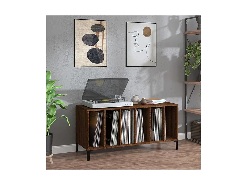 Armoire à disques chêne marron 100x38x48 cm bois d'ingénierie FR33571