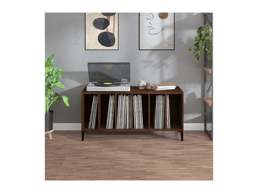 Armoire à disques chêne marron 100x38x48 cm bois d'ingénierie FR33571