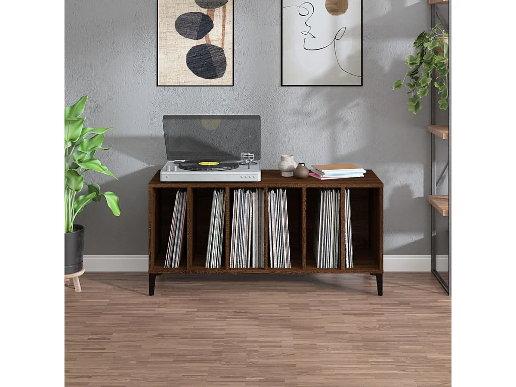 Armoire à disques chêne marron 100x38x48 cm bois d'ingénierie FR33571