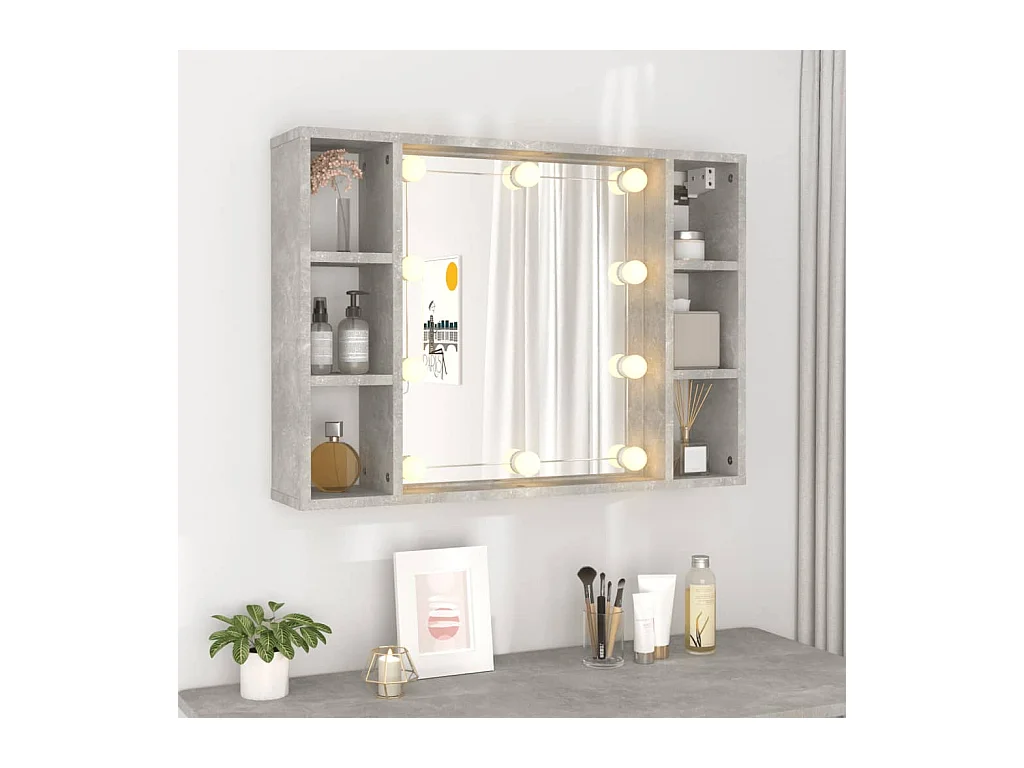 Mueble con espejo y luces LED gris hormigón 76x15x55 cm ES311036