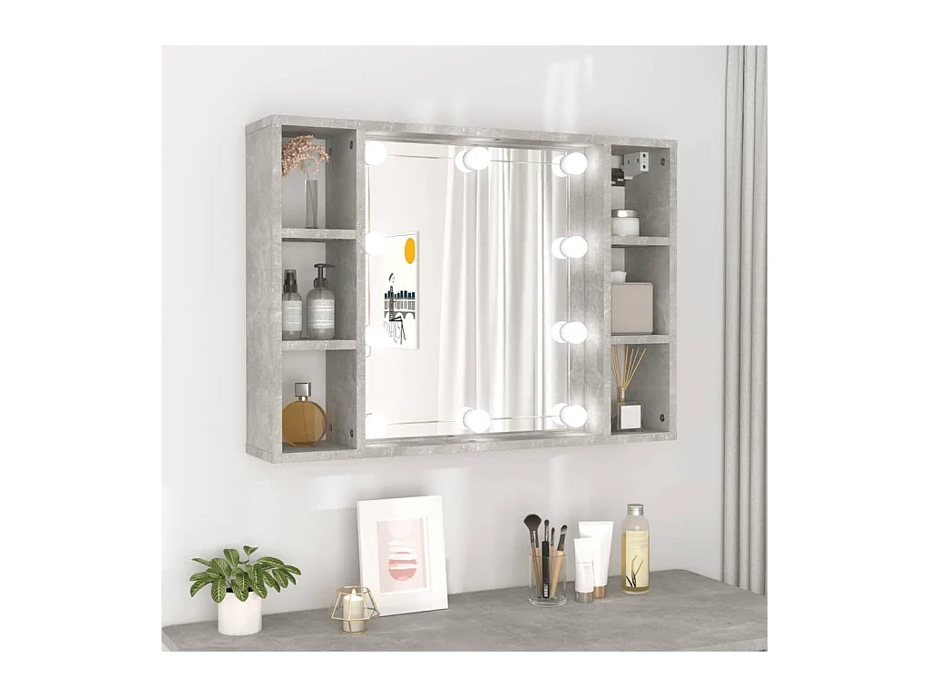 Mueble con espejo y luces LED gris hormigón 76x15x55 cm ES311036
