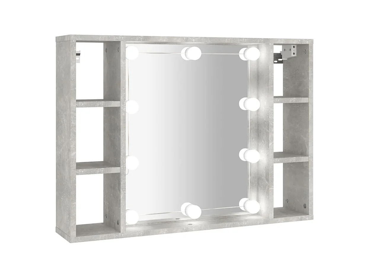 Mueble con espejo y luces LED gris hormigón 76x15x55 cm ES311036