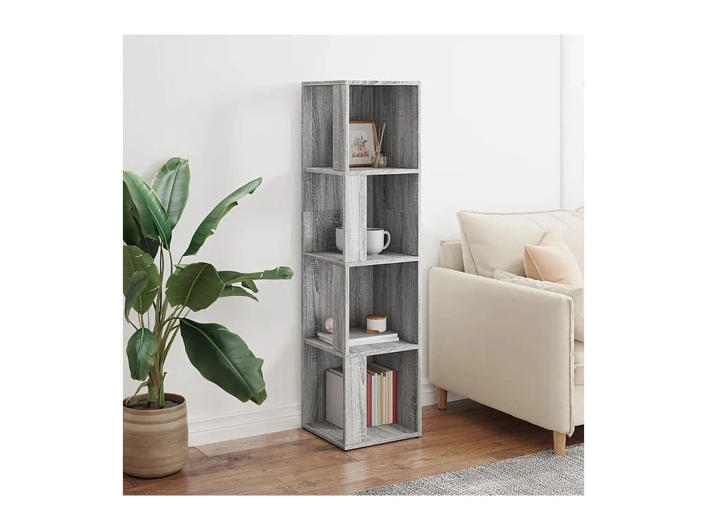 Hoekkast 33x33x132 cm bewerkt hout grijs sonoma eikenkleurig BE638222