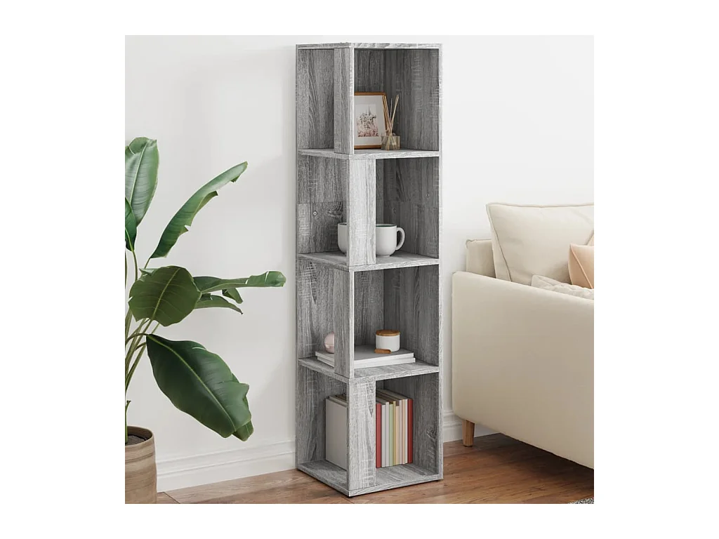 Hoekkast 33x33x132 cm bewerkt hout grijs sonoma eikenkleurig BE638222