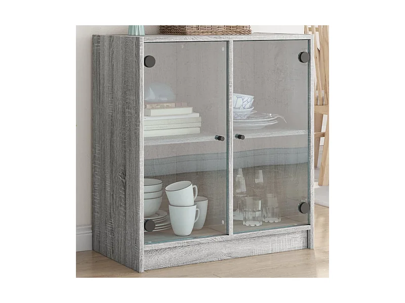 Armoire latérale avec portes en verre sonoma gris 68x37x75,5 cm FR63305