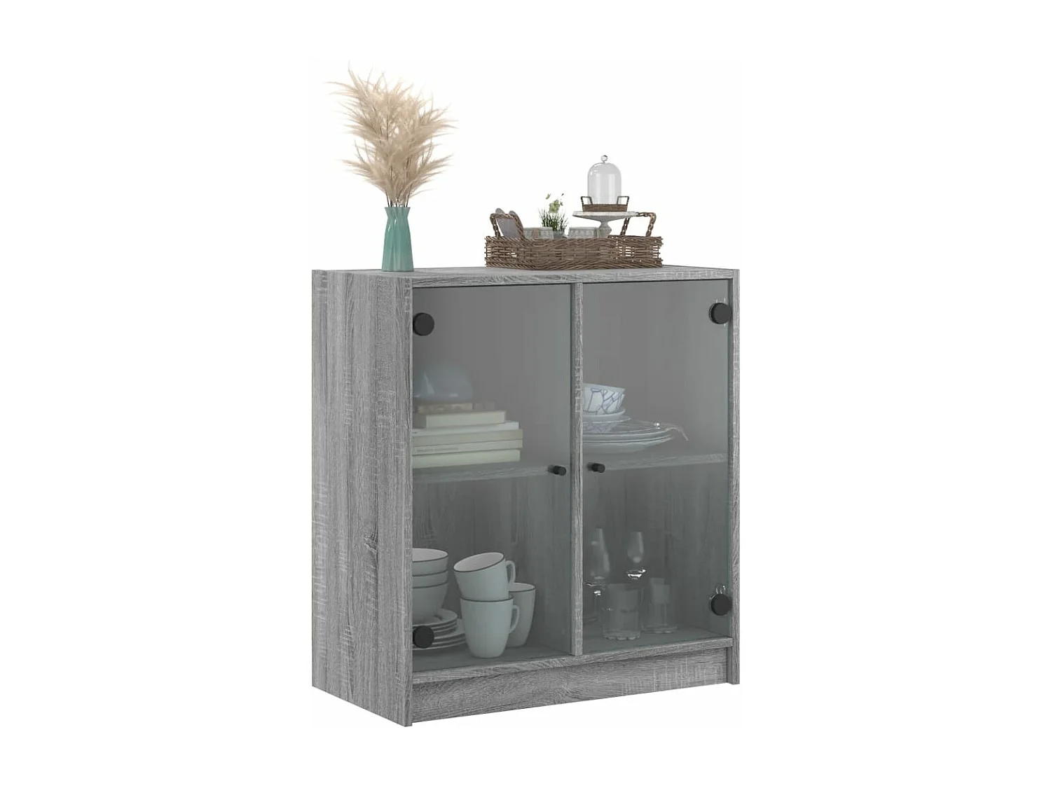 Armoire latérale avec portes en verre sonoma gris 68x37x75,5 cm FR63305