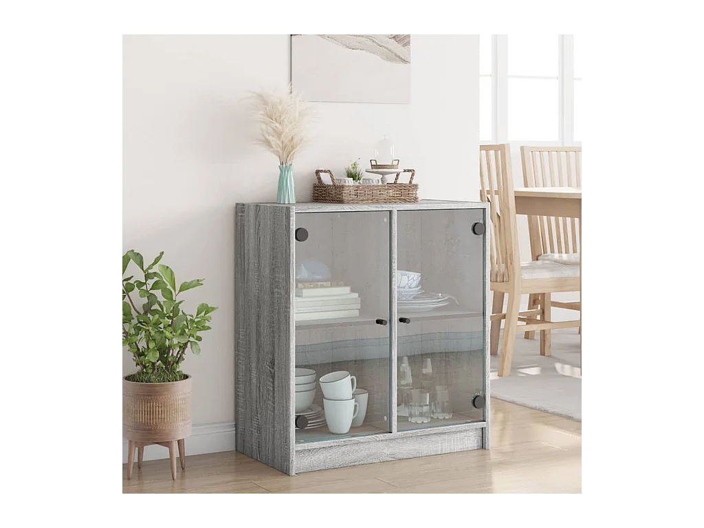 Armoire latérale avec portes en verre sonoma gris 68x37x75,5 cm FR63305