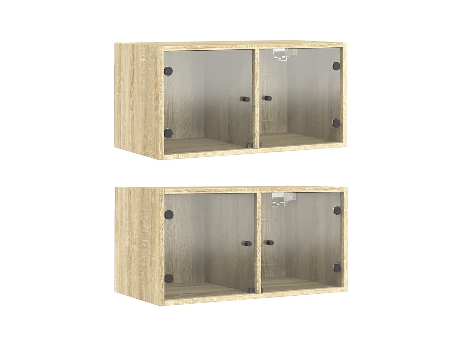 Mueble pared puertas de vidrio 2 uds roble Sonoma 68,5x37x35 cm ES657921