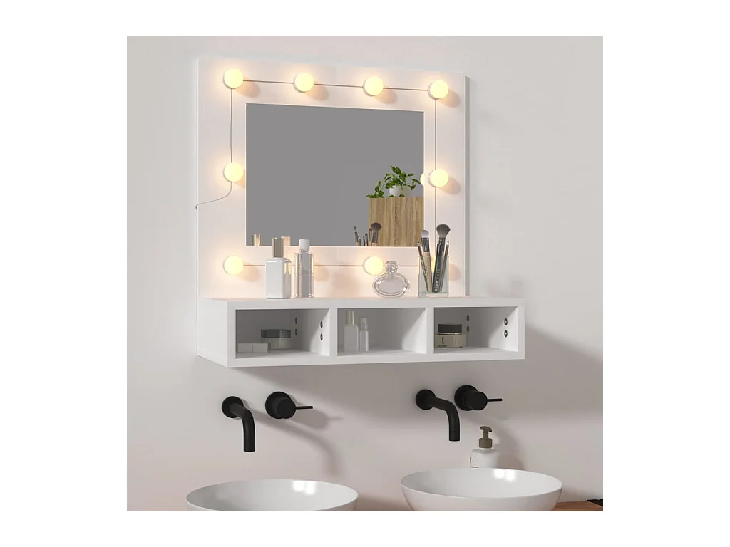 Spiegelkast met LED-verlichting 60x31,5x62 cm wit BE973490