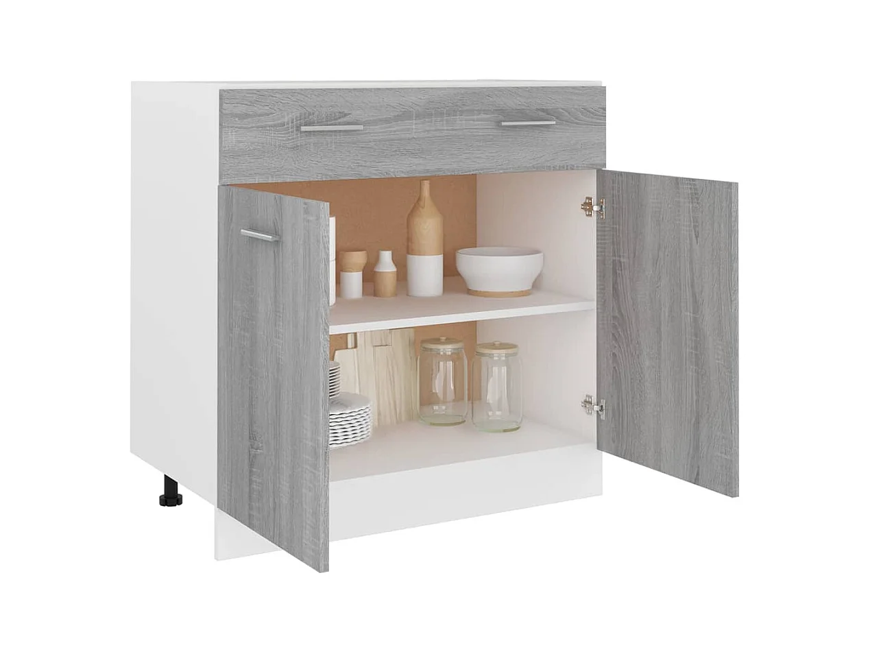 Onderkast met lade 80x46x81,5 cm bewerkt hout grijs sonoma BE367240