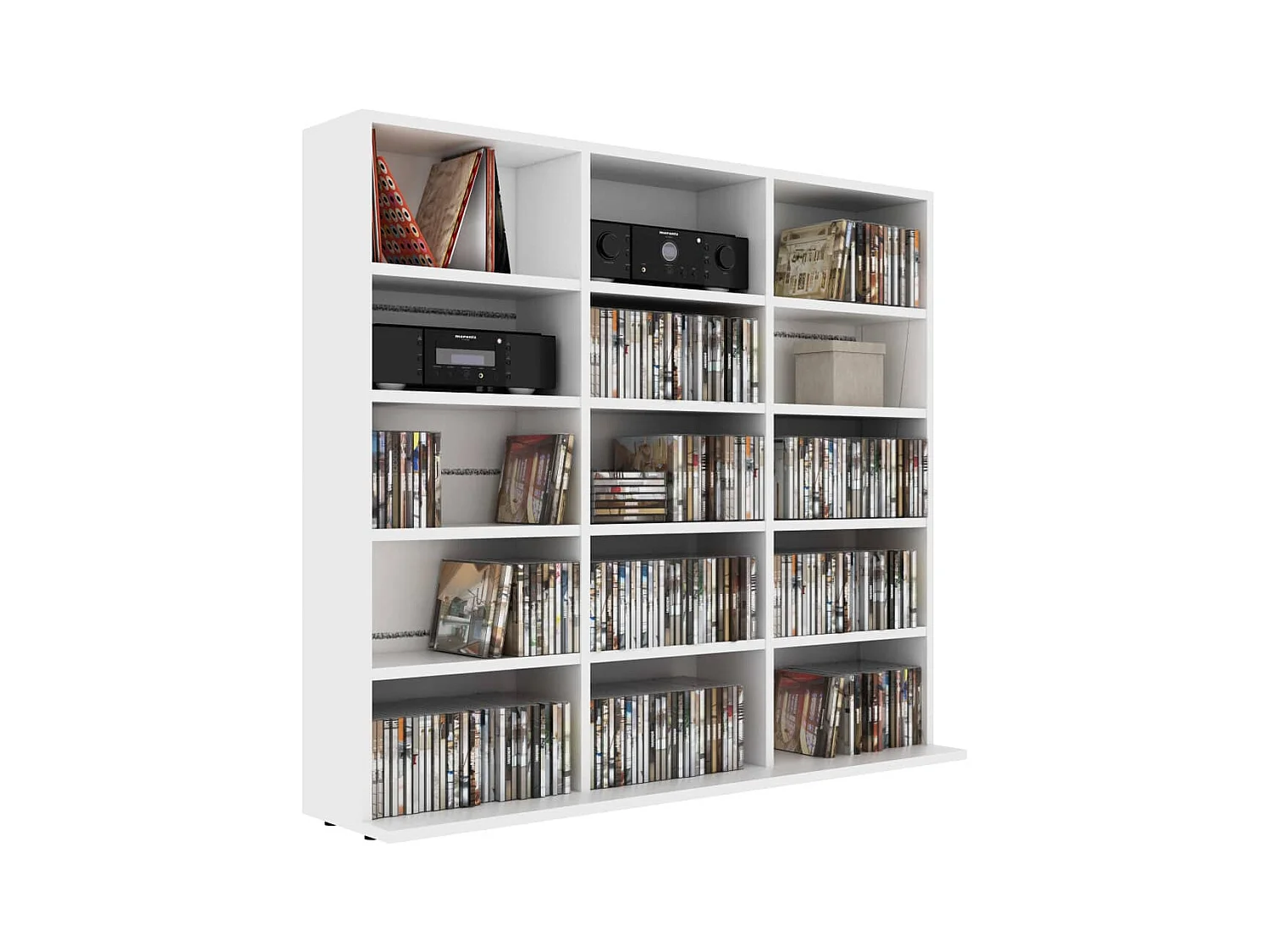 Armoire à CD Blanc 102x23x89,5 cm Bois d’ingénierie FR74521