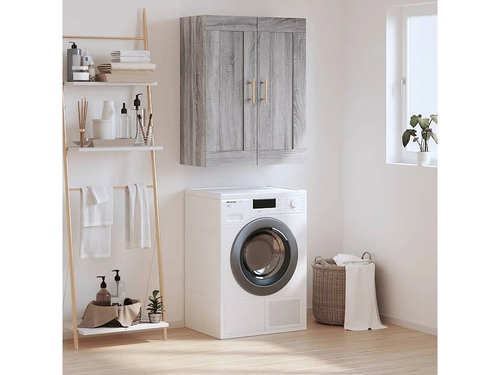 Armario de pared madera ingeniería gris Sonoma 69,5x34x90 cm ES954093