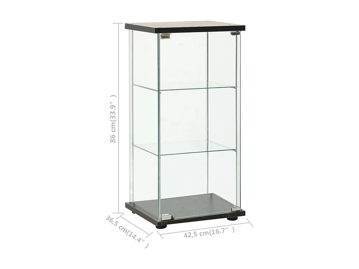 Armário de arrumação vidro temperado preto PT493086