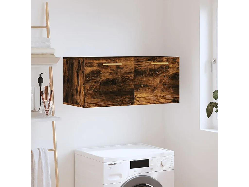 Armario de pared madera ingeniería roble ahumado 80x36,5x35 cm ES499379