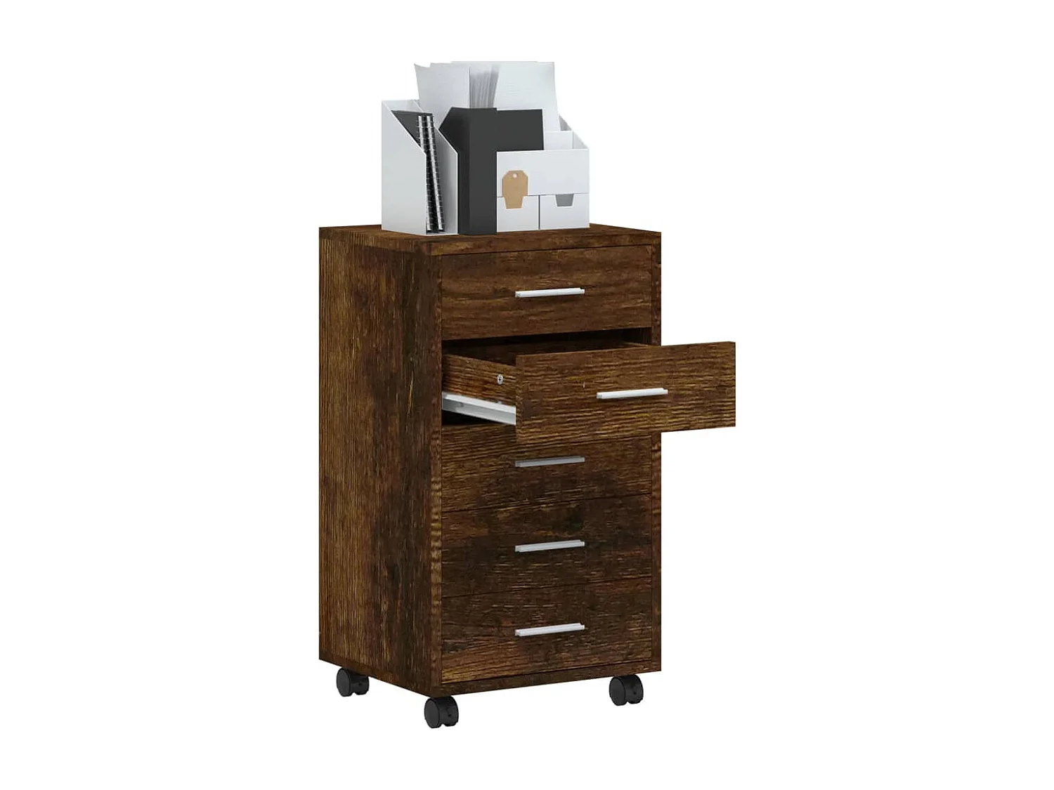 Armoire à tiroirs avec roulettes Chêne fumé Bois d'ingénierie FR21703