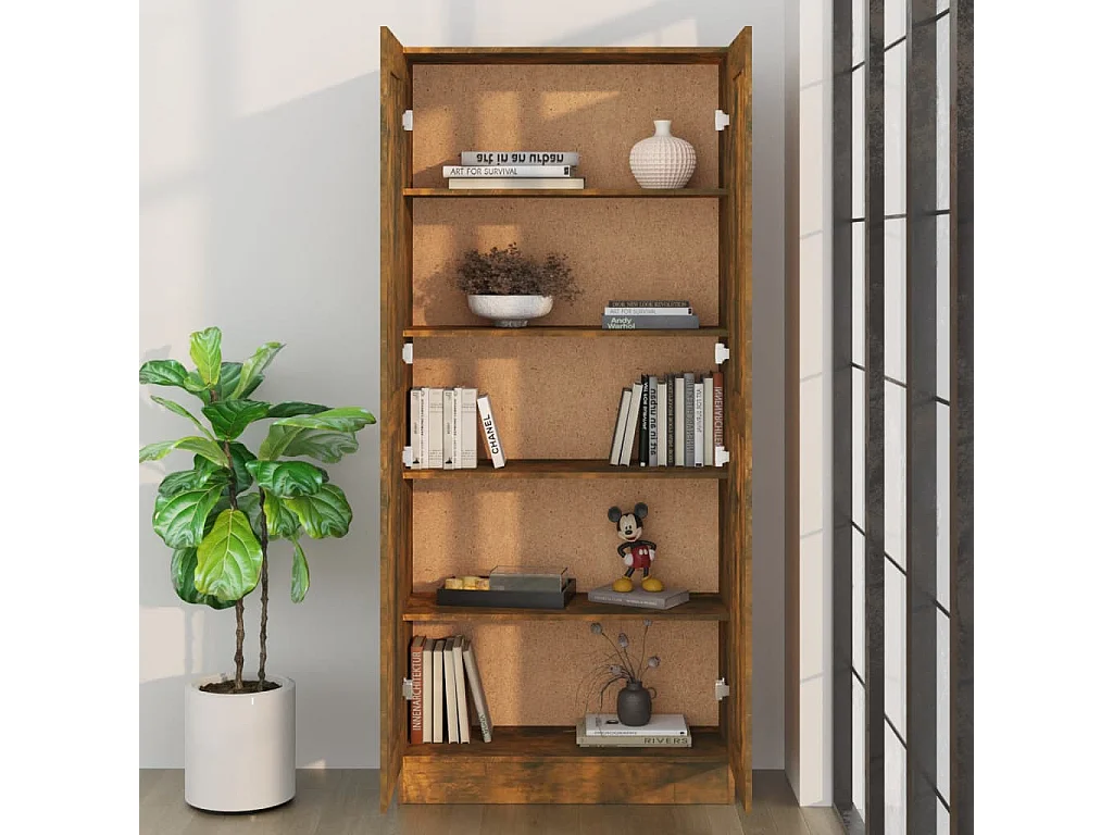 Armoire à livres Chêne fumé 82,5x30,5x185,5cm Bois d'ingénierie FR26104
