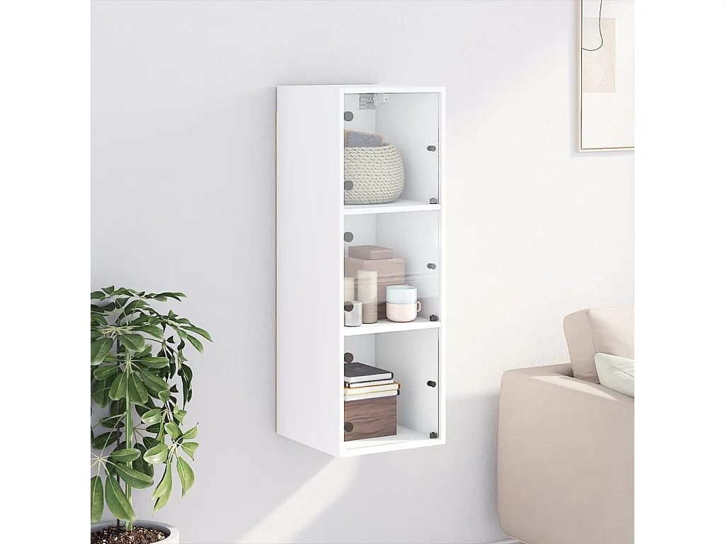 Armoire murale avec portes en verre blanc 35x37x100 cm FR24038
