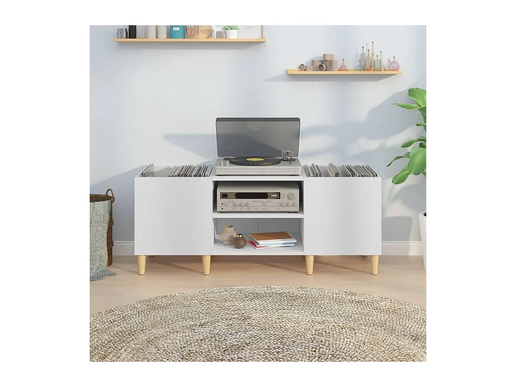 Armoire à disques blanc 121x38x48 cm bois d'ingénierie FR62940