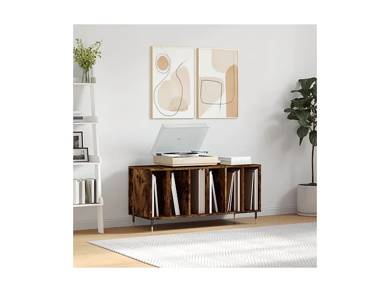 Armoire à disques chêne fumé 100x38x48 cm bois d'ingénierie FR23980