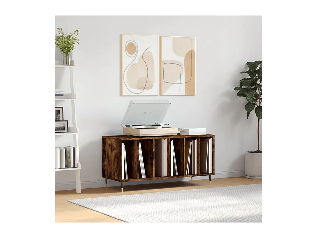 Armoire à disques chêne fumé 100x38x48 cm bois d'ingénierie FR23980