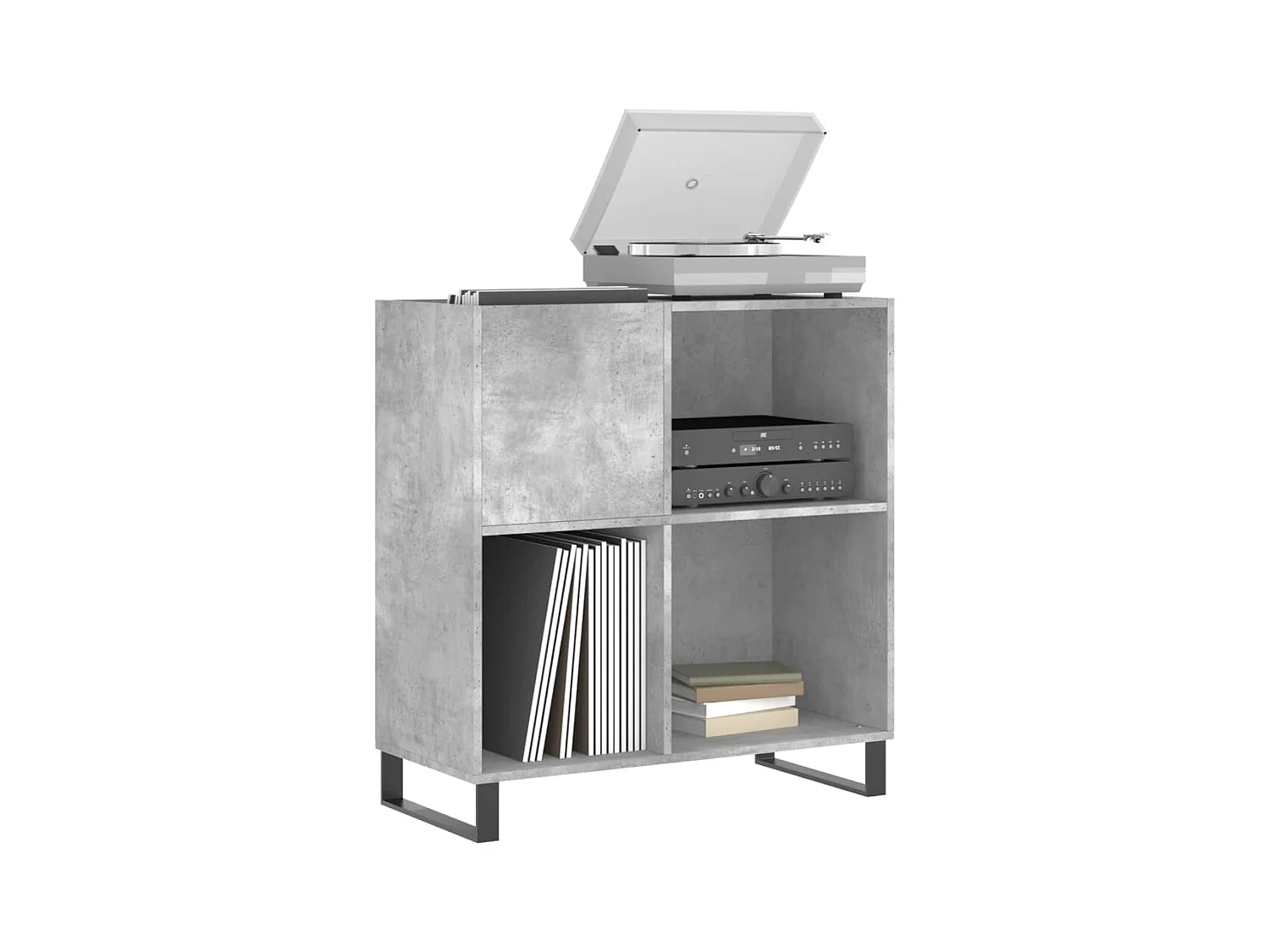 Armoire à disques gris béton 84,5x38x89 cm bois d'ingénierie FR45549