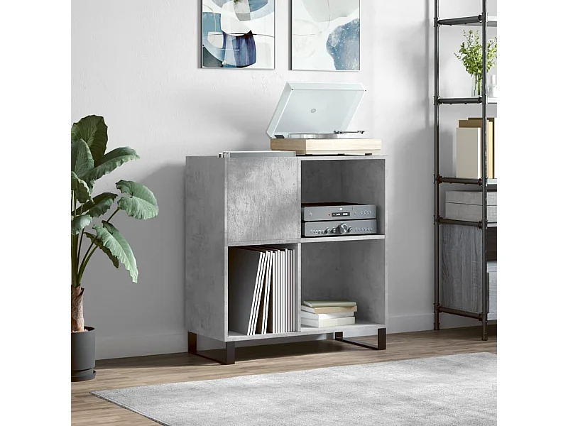Armoire à disques gris béton 84,5x38x89 cm bois d'ingénierie FR45549