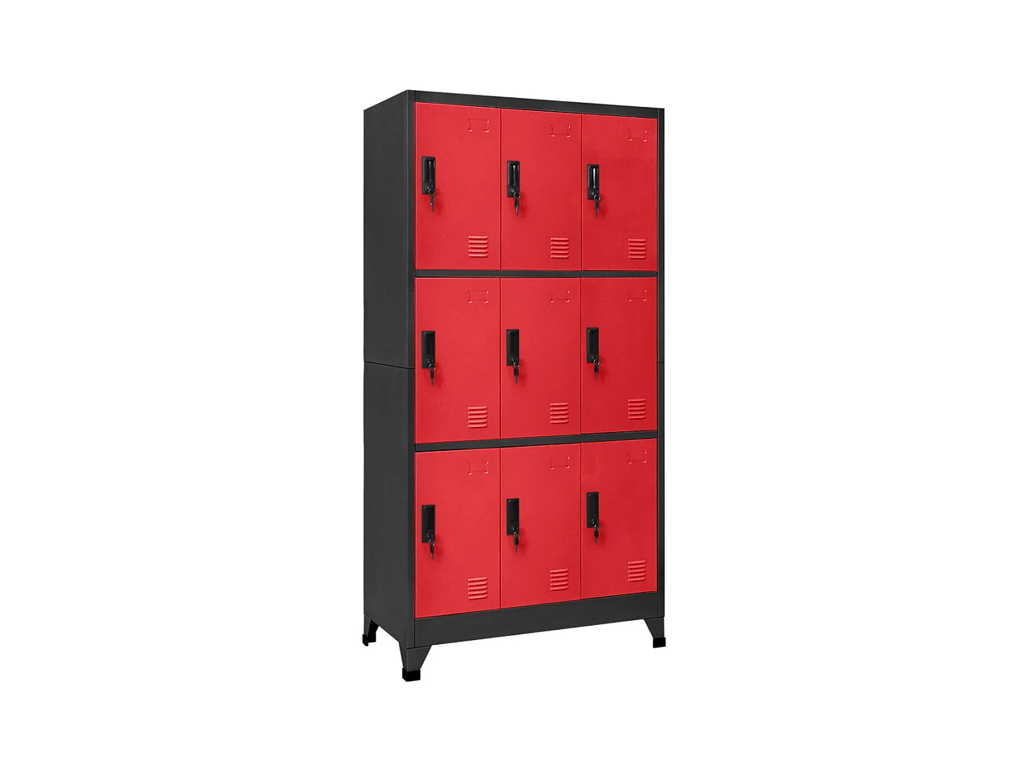 Armoire à casiers Anthracite et rouge 90x45x180 cm Acier FR64857